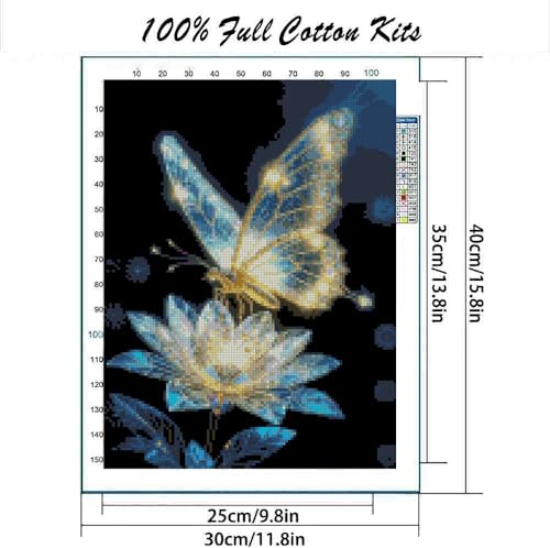 Butterfly Flower Stamped Cross Stitch Kits Flower Cross Stitch Patterns,Dimensions Cross Stitch Kits Embroidery Kit Arts and Crafts for Beginners 15.7x11.8 inch - color: D039
