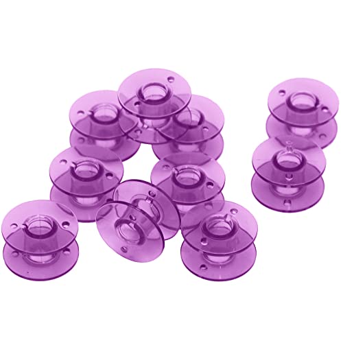 YEQIN 10 pcs Purple Class 15 (A Size) Plastic Bobbins #X52800150 for Brother Babylock Singer Juki Sewing Machines - color: Purple