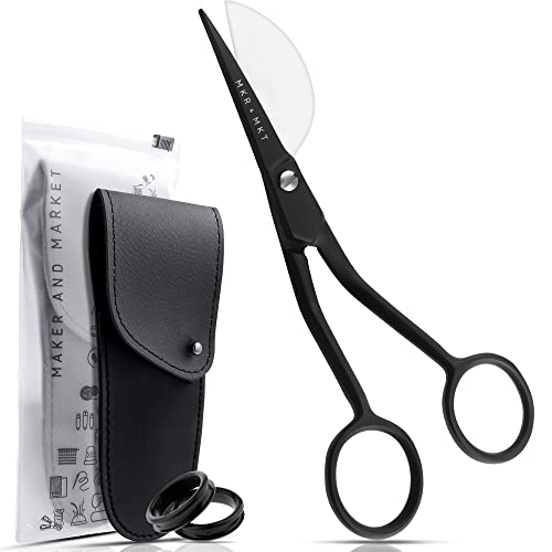 Duckbill Scissors for Applique & Embroidery - Double Curved, 6", Black - color: Black