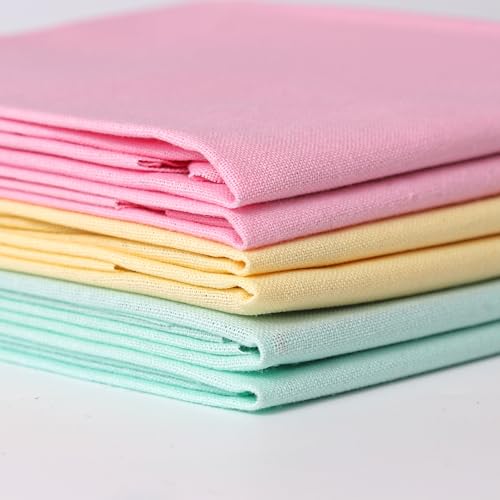 6 Pcs 18 x 21 Inches Cotton Fabric Precut Quilting Fabric Bundles Solid Colors Quilt Material for DIY Craft Sewing Embroidery (Pink Yellow and Light Green) - color: Pink Yellow and Light Green