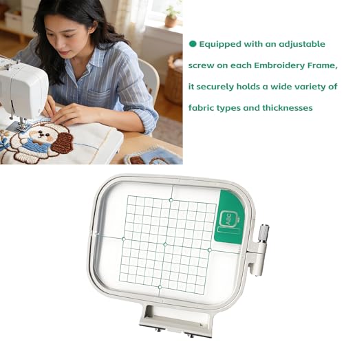 Tarjenle Embroidery Hoop Frame, Professional Stretch Frame for Brother Sewing Machine, Grid Hoop, for NV500/NV500D/NV900/NV950D/NV180/P-1000/PE-300S/PE-400D/EMS10/ZZ3-B140 (White, 100x100mm) - size: 100x100mm