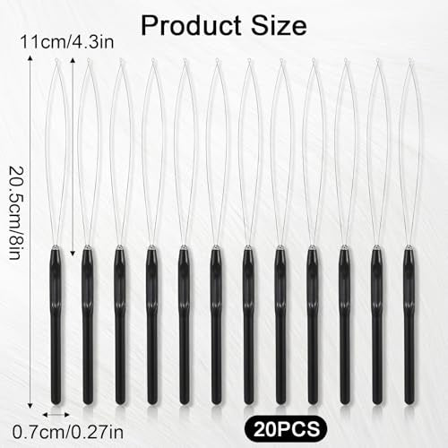 20PcsHair Extension Loop Needle Threader Pulling Hook Tool|Bead Device Tool