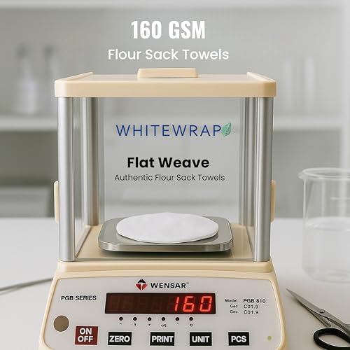 WHITEWRAP Flour Sack Towels 18x28 – 100% Cotton (Pack of 3), Reusable Kitchen Tea Towels for Baking, Crafts, Embroidery Ideas - color: White, size: 18"x28"- Pack of 3