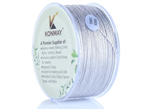 KONMAY 0.8mm Silver Ornament String with Case, 103 Yards Tinsel Twine Thread for Jewelry Making, Crafting, Decoration, Gift Wrapping, Christmas Ornaments Hanging - color: Silver, size: 0.8mm