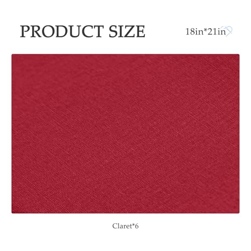 6 Pcs 18 x 21 Inches Burgundy Cotton Fabric Precut Quilting Fabric Bundles Solid Colors Quilt Material for DIY Craft Sewing Embroidery - color: Burgundy