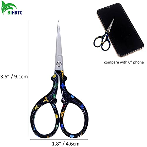 BIHRTC 3.6 Inch Small Craft Scissors - Straight, Sharp Stainless Steel Scissors for Embroidery, Needlework, Office, Craft, Household, Needlepoint - Black Tower - color: Black Tower