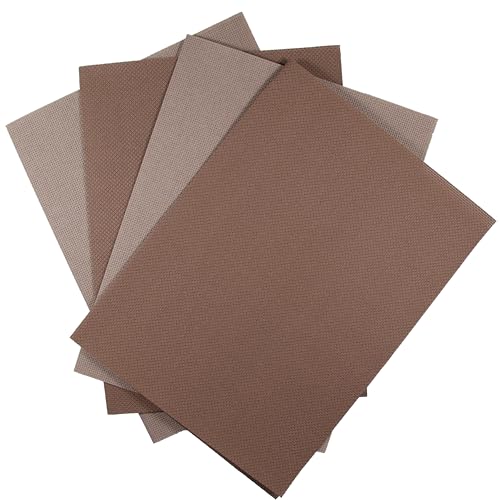 KCS 4 pc of 12" x 18"(30cmx45cm) 14CT Counted Cotton Aida Cloth Cross Stitch Fabric (Coffee+Brown) - color: Coffee+brown
