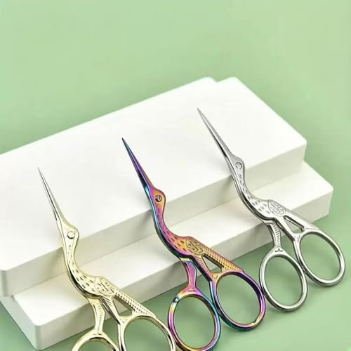 3-Pack Retro Stainless Steel Embroidery Scissors - Small And Sharp Sewing Thread Trimming Scissors Suitable for Crafts, Embroidery, Eyebrows - Gold, Silver, Titanium - color: Gold、silver、titanium Color