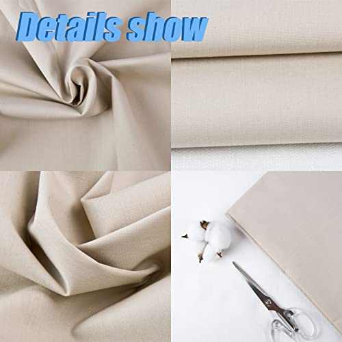 WAFASSZD 2 Yard Beige Cotton Fabric,Natural Cotton Poplin Fabric by The Yard,59 Inches Wide 100% Cotton,Soft Embroidery Muslin Quilting Material for Sewing Material Apparel Cloth - color: Beige, size: 2 Yards