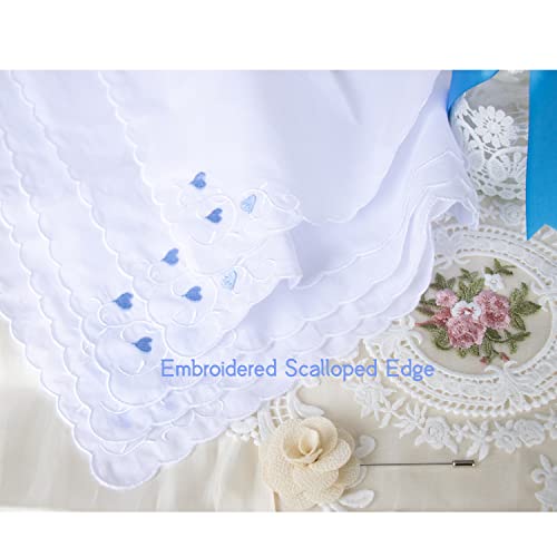 MileyMarla Ladies Embroidery Cotton White Handkerchiefs Lace Wedding Hankies - color: Heart-6pcs