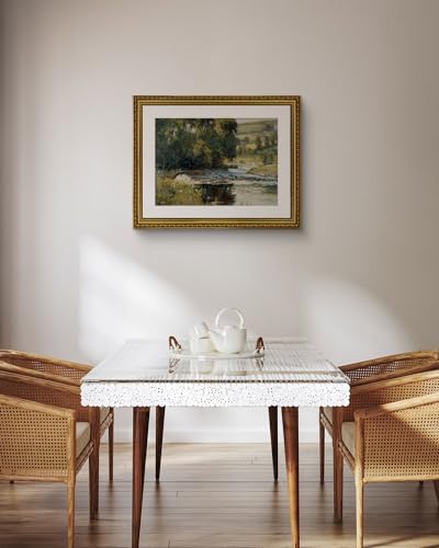 ARPEOTCY Vintage Gold Framed Large Wall Art, Nature Streamside Retro Paintings, Canvas Prints Artwork with Antique Frame, Victorian Wall Pictures Decor for Living Room Gallery Room 16x20 inch - color: Streamside, size: 20"L x 16"W