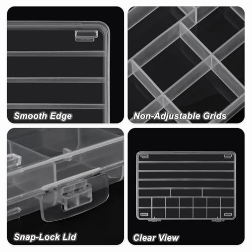 SUTOKAKA 1Pc 21 Grids Plastic Jewelry Organizer Necklace Storage Box Small Compartments Bead Container for DIY Nail Crafts Beading Art Supplies - size: 21