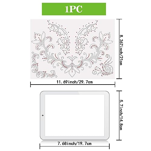 NBEADS Flower Pattern Rhinestone Iron on Hotfix, Heat Transfer Decal Bling Rhinestone Sticker Heat Transfer Patch Clothing Repair Applique for T-Shirt Clothing Pants Bags, 11.7x8.3 - color: Flower