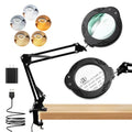 Magnifying Glass with Light and Stand, 10X 30X LED Desk Magnifier with Real Glass Lens, 5 Color Modes, 3 Brightness Levels, Hands-Free Magnifying Lamp for Reading, Crafts, Electronics and Jewelry - color: Clamp