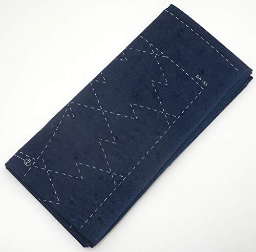 Yokota Daruma Sashiko Cloth - Pre-Printed Sampler With English Instruction Inside (Navy OKAME) - White Fabric - color: Navy Okame