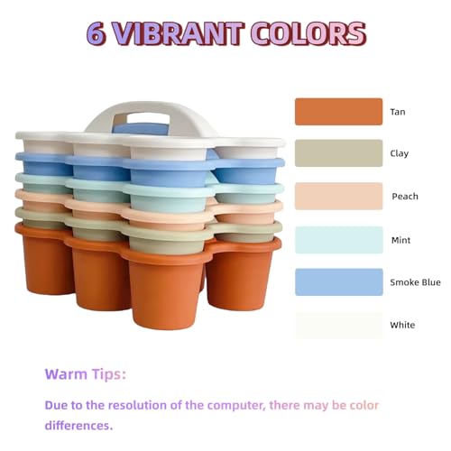 6 Pack Plastic Classroom Caddy Organizer with Handle, 6 Compartment, Boho - color: Boho