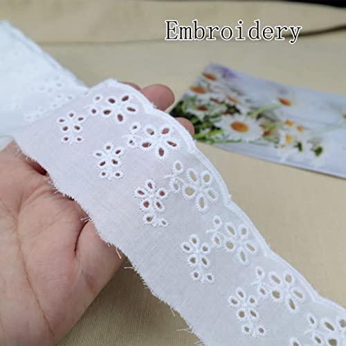 AIETSYEI White Cotton Eyelet Lace Trim, 2 Inch Wide, 7 Yards for Sewing - color: 1#