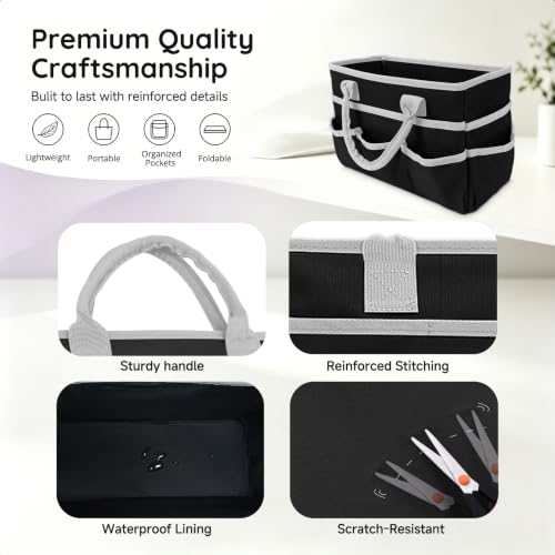 AKAYOK Art Supply Organizer Tote Bag, Portable Craft Bags with Handles - color: black