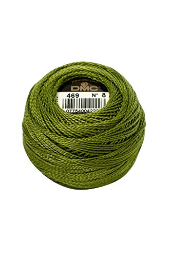 DMC Pearl Cotton Balls, Size 8, Avocado Green - color: Avocado Green, style: 8 Thread Count