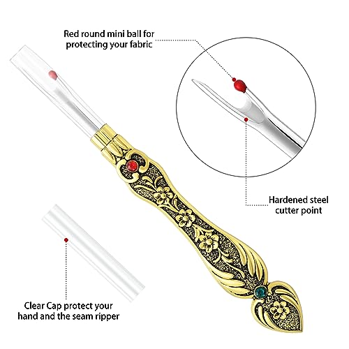 Seam Ripper Tool, Stitch Remover for Sewing, Embroidery & Crafting Projects - color: B-Gold