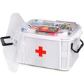 2-Tier Medicine Organizer - Plastic Portable Storage Box with Handle White - color: white