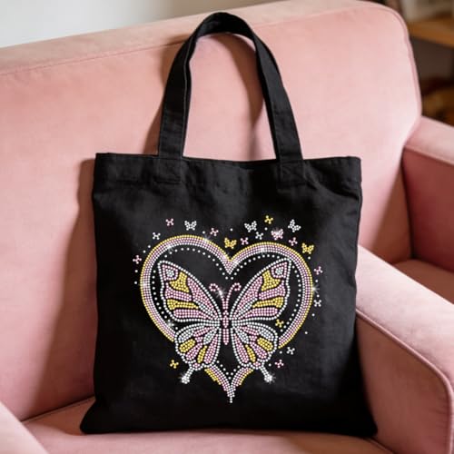 1 Pc Butterfly Heart Iron on Rhinestones Transfer, Pink Hotfix Iron on Patch Transfer Decals Crystal Heat Transfer Clothing Repair Decor for T-Shirt Jeans Jacket Party Decor - color: Butterfly Heart