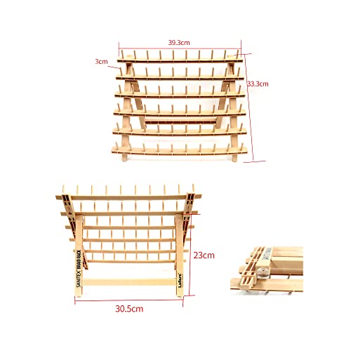Laflare Braid Rack 60 Spools, PP Braiding Hair Stand, Thread Rack, Sewing Organizer, Quilting, Embroidery - Versatile Extension Holder - color: 1. Wood Color