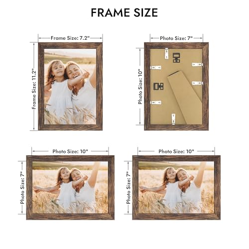 Hongkee 7x10 Picture Frame with Real Glass Wood Frame(Rustic Brown, 1 Pack) - color: Rustic Brown, size: 7X10 in