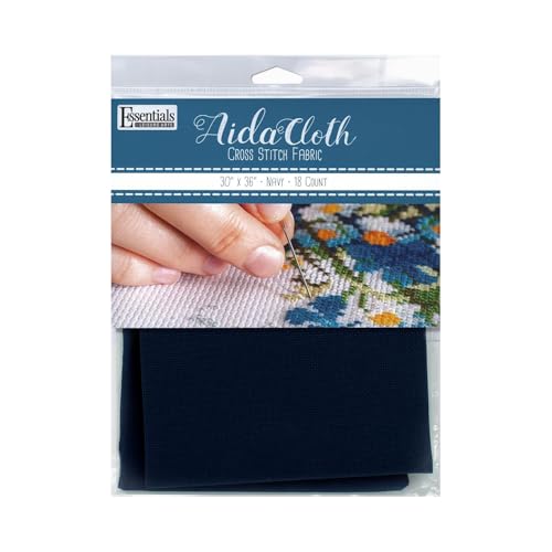 Essentials By Leisure Arts Aida Cloth, 18 Count, Navy Cross Stitch Fabric, Embroidery Fabric, Cross Stitch Supplies for Crafting, Stitching, and Sewing Projects 30X36