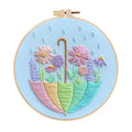 JJFox Embroidery Kit for Beginners and Adults, DIY Hand Embroidery Starter Kit with Cute Pattern, Cross Stitch Needlepoint Set with Hoop, Threads and Instructions (Flower-3) - color: Flower-3