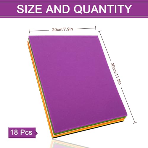 Whaline 18Pcs Halloween Felt Fabric Sheets Black Orange Assorted Soft Thick Craft Felt Pack for DIY Craft Sewing Patchwork Art Projects, 7.9 x 11.8 Inch - color: Halloween