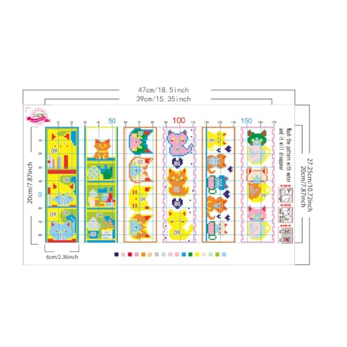 Zhenqing Bookish Cat Stamped Cross Stitch Bookmark Kit, 6 Cute Kitten Bookshelf and Mug Designs on 11CT Printed Fabric for Adults and Beginners, DIY Reading Gift for Cat and Book Lovers - color: Cat-Themed Bookmarks