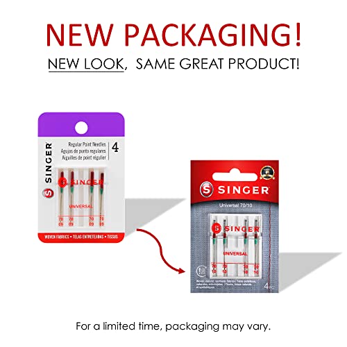 SINGER Universal Regular Point Sewing Machine Needles, Size 70/10-5 Count - style: 70/10