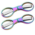 Friker Folding Scissors,Portable Telescopic Cutter Pocket Badge Scissors - color: Rainbow