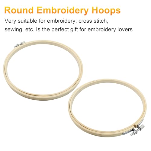 Biaungdo 6 Pieces 7 Inch Round Wood Embroidery Hoops - style: 7 inch