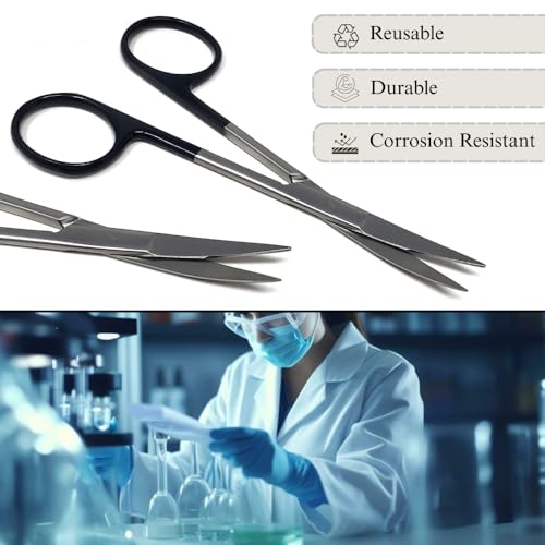 Premium Iris Scissors Micro Dissecting Scissors Curved 4.5" with Fine Sharp Blades Made of Stainless Steel Medical Surgical Tools (Black Handle) - color: Black Handle
