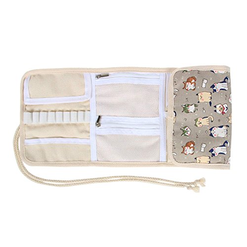 Teamoy Crochet Hook Case Organizer, Crochet Hook Roll Bag, Cartoon Cats - color: Cartoon Cats