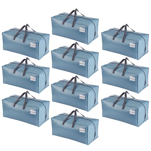 VENO 10 Pack Heavy Duty Moving Bags with Backpack Straps, Zippers & Handles, Extra Large Packing Bags for College Dorm Essentials, Moving Supplies Alternative to Cardboard Moving Boxes - color: Light Blue, size: 10 Pack