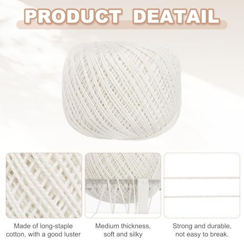 MECCANIXITY Crochet Thread Pearl Cotton Size 3 Cream White Pearl 164 Yards for Crocheting Tatting Knitting Embroidery Sewing - color: Cream White
