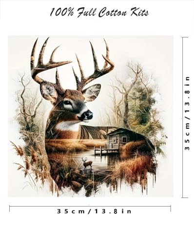 askkqtx Deer Stamped Cross Stitch Kits for Beginners Adults 14x14 Inch - color: XJ004