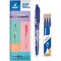 Pilot Frixion Heat/Friction Erasable Rollerball Pen FR7 - Medium Line 0.7mm Tip Nib - Pillow Pack of 1 Pen + 3 Refills (Blue) - color: Blue