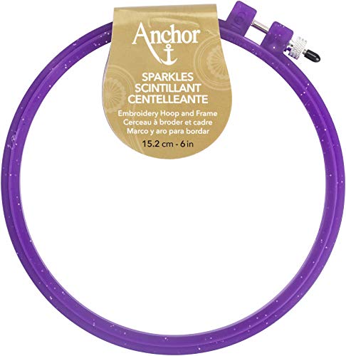 Anchor Sparkle Embroidery Hoop, 6", Blue/Purple/Yellow