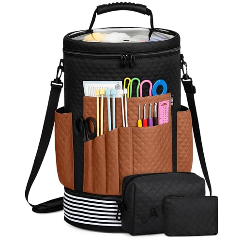 Crochet Yarn Knitting Bag 3PCS Expandable Large Yarn Storage Organizer Bag - color: Multicolored