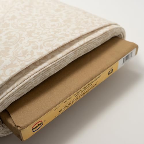 ROC-lon® 100% Cotton, 108" Wide, Preshrunk, Lightweight, Quilt Backing Fabric for Sewing and Craft Baroque Beige Pattern, 3 Yard Cut - color: Baroque Beige, size: 3 yard pre cut