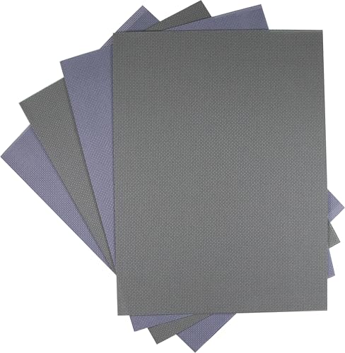 KCS 4 pc of 12" x 18"(30cmx45cm) 14CT Counted Cotton Aida Cloth Cross Stitch Fabric (Light Steel Grey+Medium Grey) - color: Light Steel Grey+medium Grey