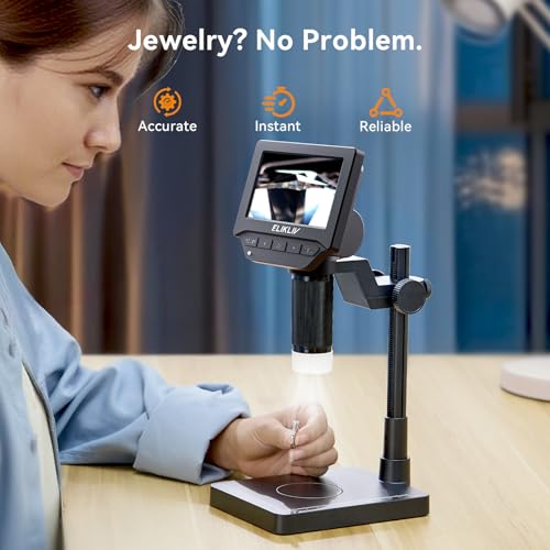 Elikliv EDM4C Coin Microscope with Scale, 4.3" Weighing Digital Magnifier - color: Dark Gray