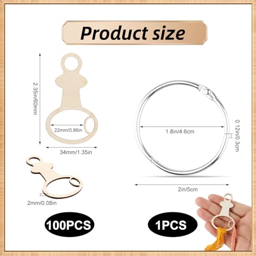 101pcs Wooden Thread Drops,2.4x1.36 Inch Teardrop Embroidery Floss Organizer with Floss Ring Cross Stitch Bobbins for DIY Sewing Storage,Craft Supplies(Style E) - color: I-shaped