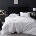 Simple&Opulence 100% Linen Duvet Cover Set with Embroidery Border Washed - 2 Pieces (1 Duvet Cover & 1 Pillow Sham) with Button Closure Soft Breathable Farmhouse - White, Twin Size - color: White, size: Twin