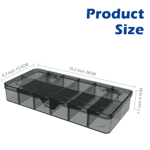 Clear Organizer Box,12 Grids Tackle Box Organizer with Adjustable Dividers - color: Gray, size: 1x 12 Grids