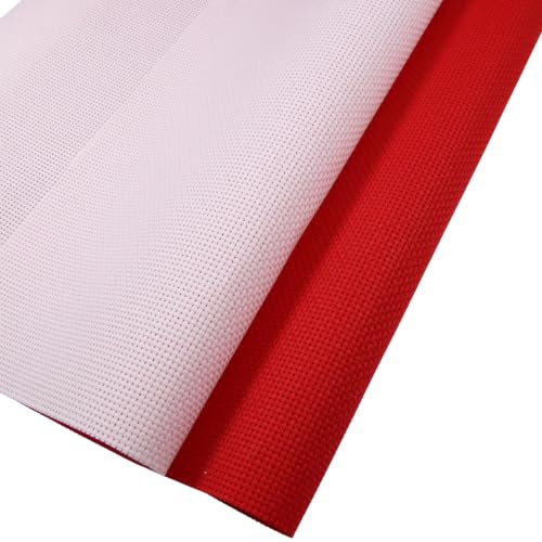 KCS 2 pc of 15" x 18"(38cmx45cm) 11 Count Cross Stitch Cotton Aida Cloth Needlework Fabric Box (Pink+Red, 11CT) - color: Pink+red, size: 11CT